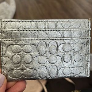 Coach silver metallic card holder